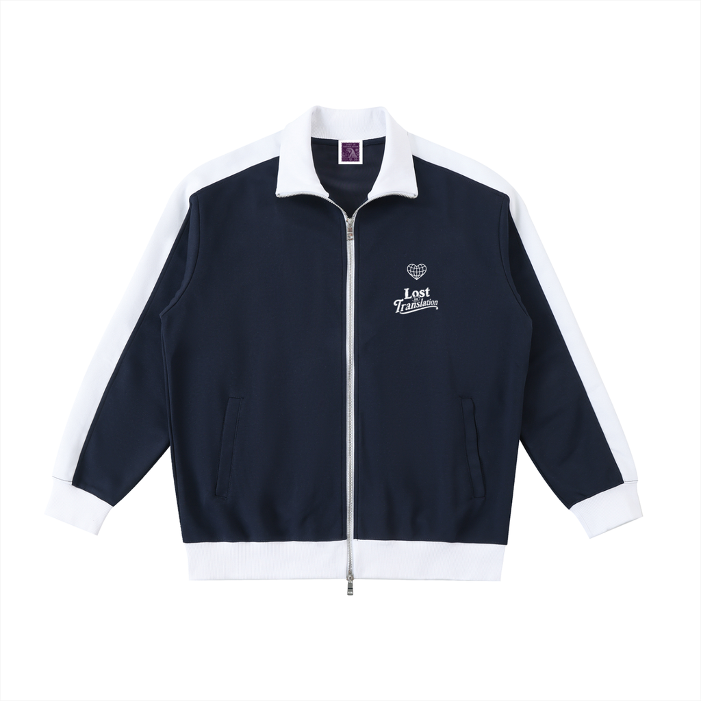 Contrast Trim Stand Collar Jacket
