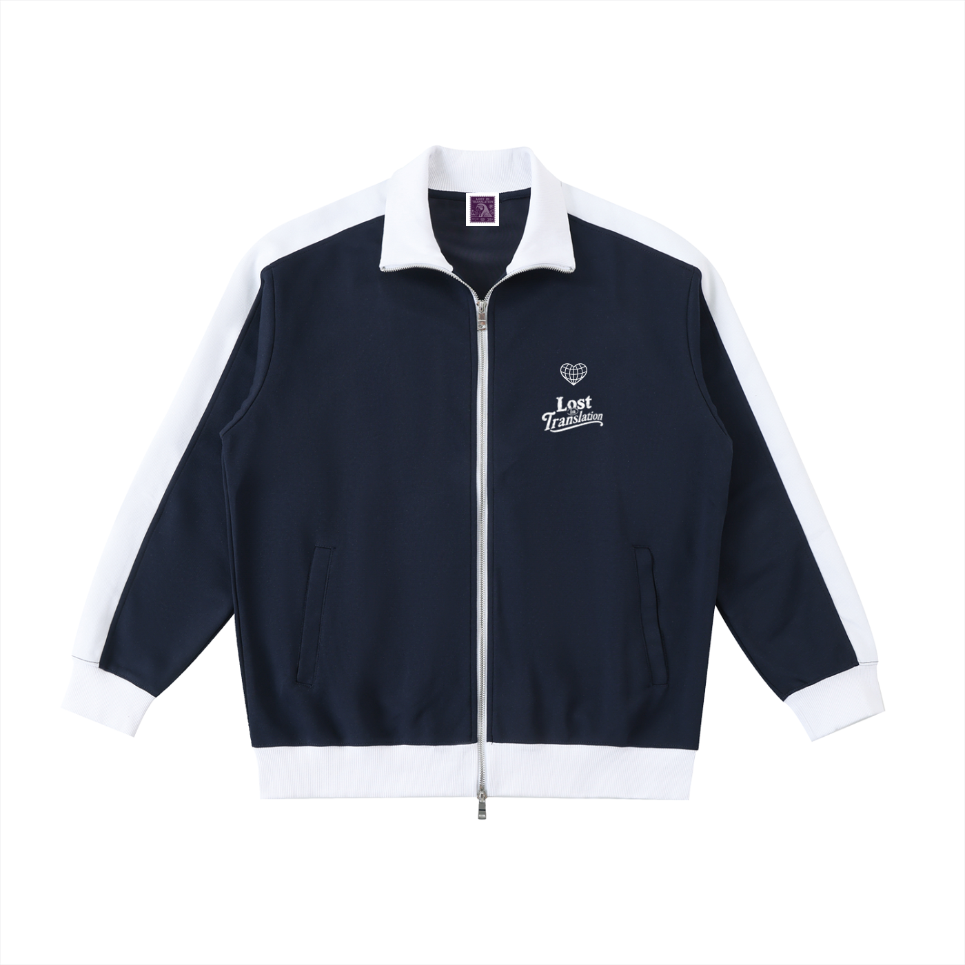Contrast Trim Stand Collar Jacket