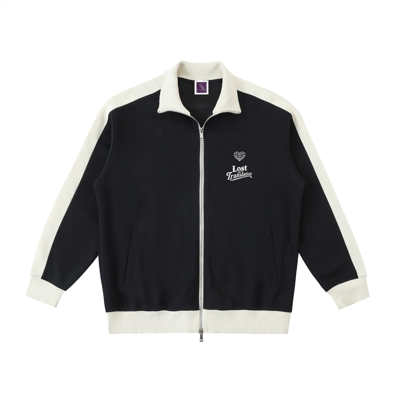 Contrast Trim Stand Collar Jacket
