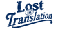 The text 'Lost in Translation' in a distressed navy blue typewriter-style font on a solid white background.